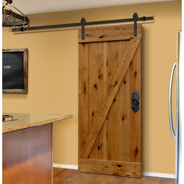 CreativeEntryways Paneled Wood Unfinished Barn Door with Installation
